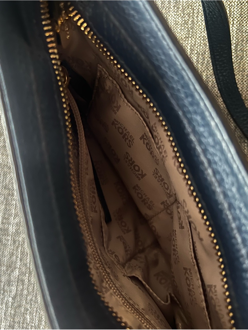 Michael Kors Navy Leather Crossbody Bag Gold Hardware - Picture 10 of 13